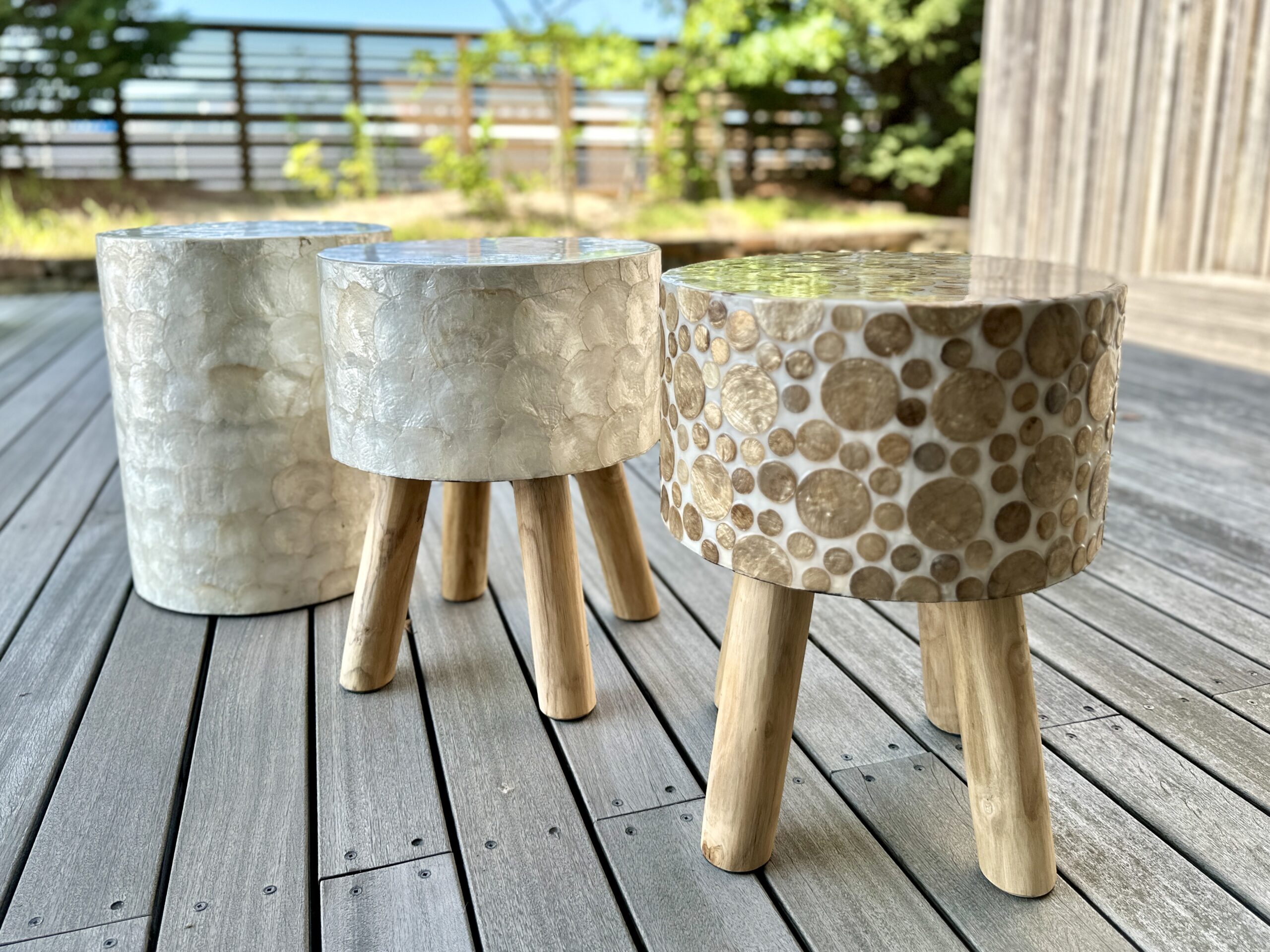 シェルトップ収納スツール　貝殻　装飾　硝子付き収納　バスケット インテリア WINDOWGLASS SHELL STOOL - インテリアショップ COCO SPACE(ココ